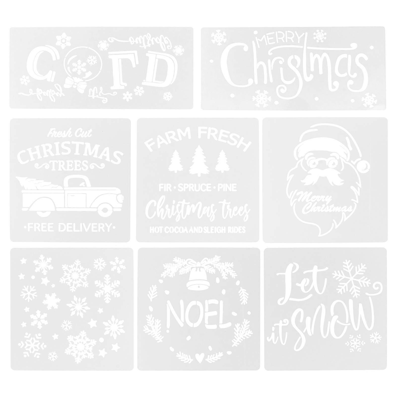 White Painting Stencils Christmas Pattern for DIY Craft 56 Sheets
