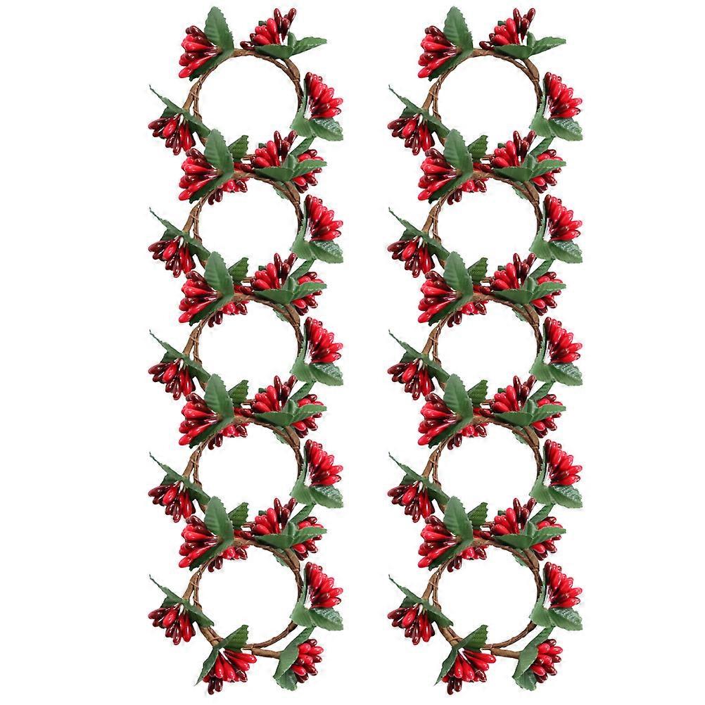40Pcs Decorative Christmas Candle Wreaths Simulated Berries Round Door Garlands 3.93x3.93x0.79in Party Atmosphere