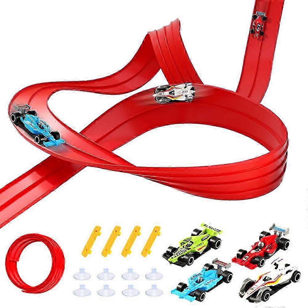DIY Car Track Set 5 Meters Double Lane Flexible Bendable Gravity Driven