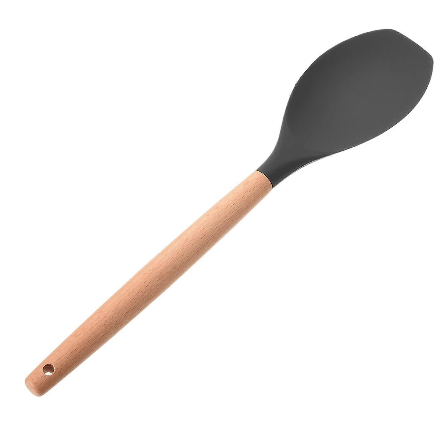 Outdoor Wood + Silica Gel Spatula Portable Kitchen Utensils NonStick Barbecue Spatula Set 2Piece Picnic Scraper Spade