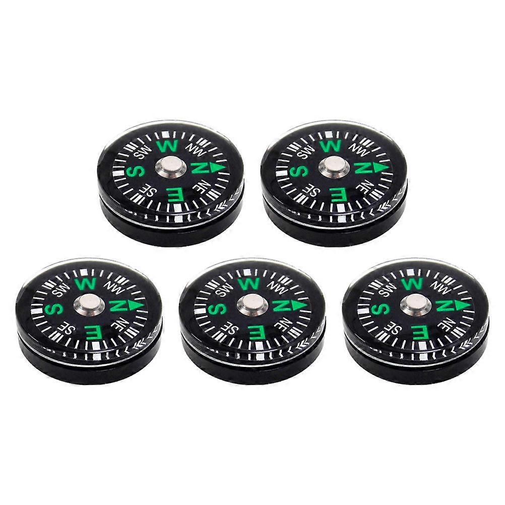 Black Pocket Compass Hiking Button Compass for Survival Outdoor 5Pcs