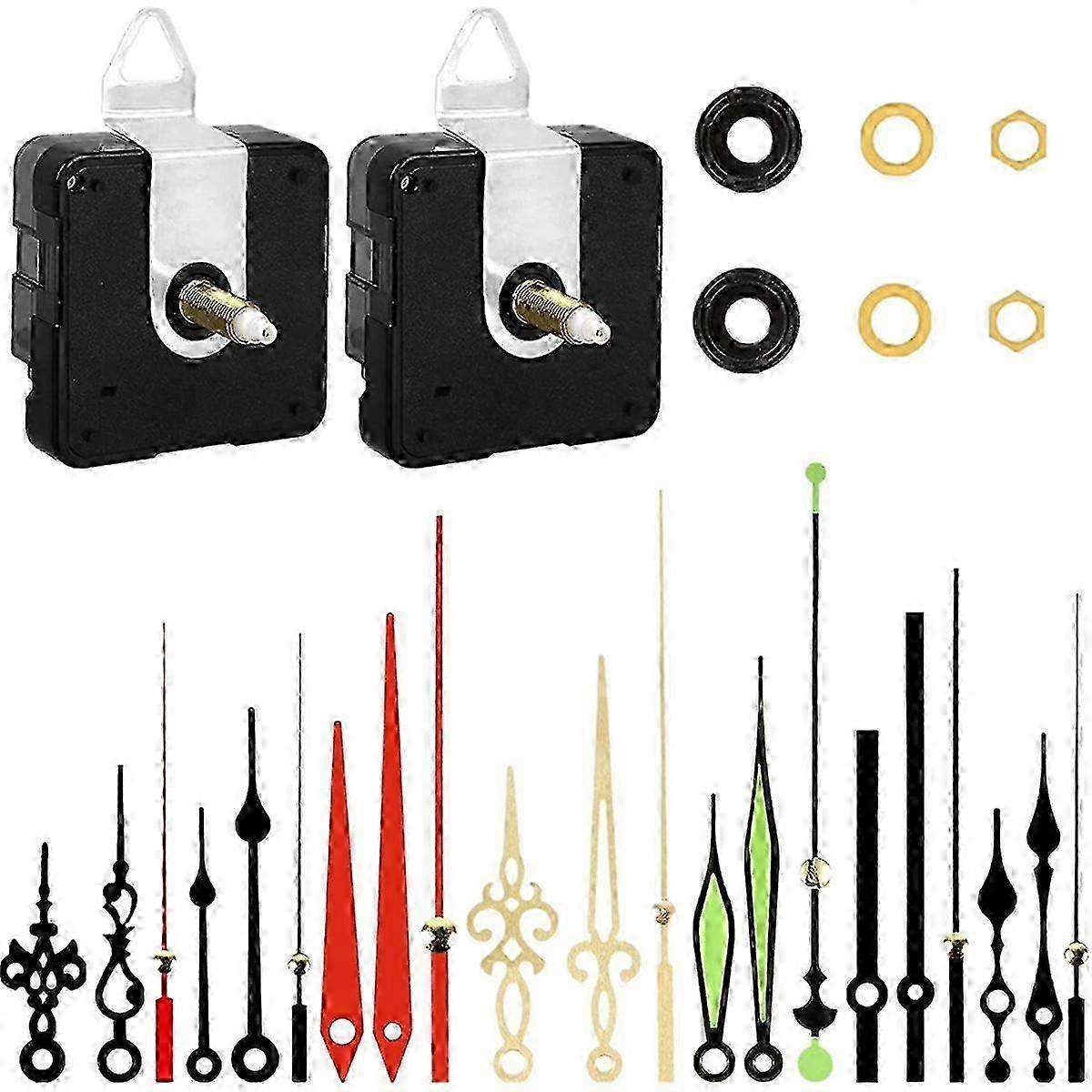 2Pcs Quartz Clock Movement with 7 Set Hands Including Luminous