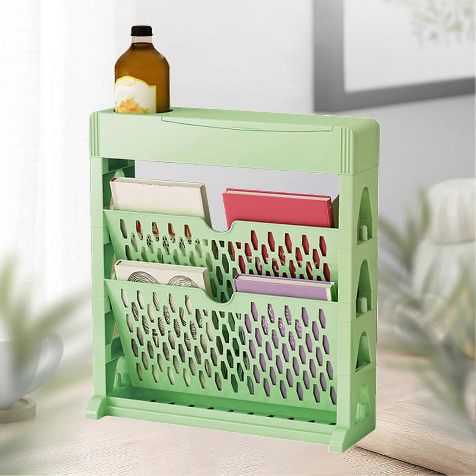 Green 2-Layer Small Book Rack Storage Bookshelf, Large Capacity