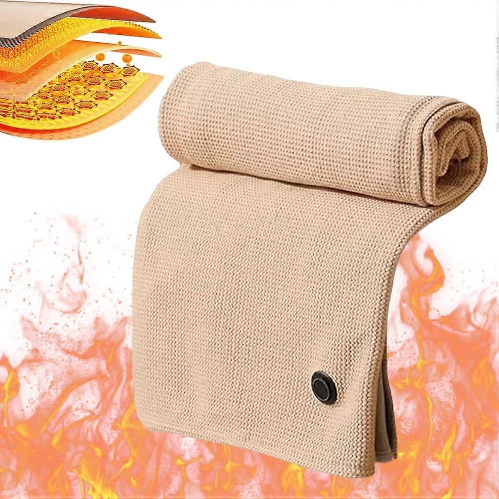 USB Powered Heated Throw Blanket Wearable Electric 3 Heat Levels Auto Shutoff Fast Heating Fleece Lap Blanket Beige