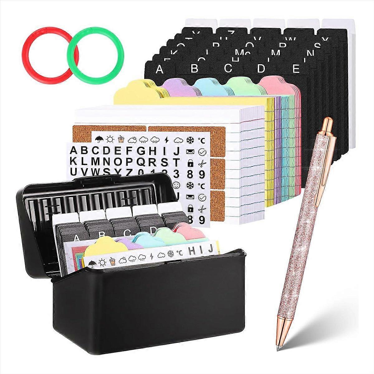 Index Card Holder with Lock,Collapsible Index Card Box