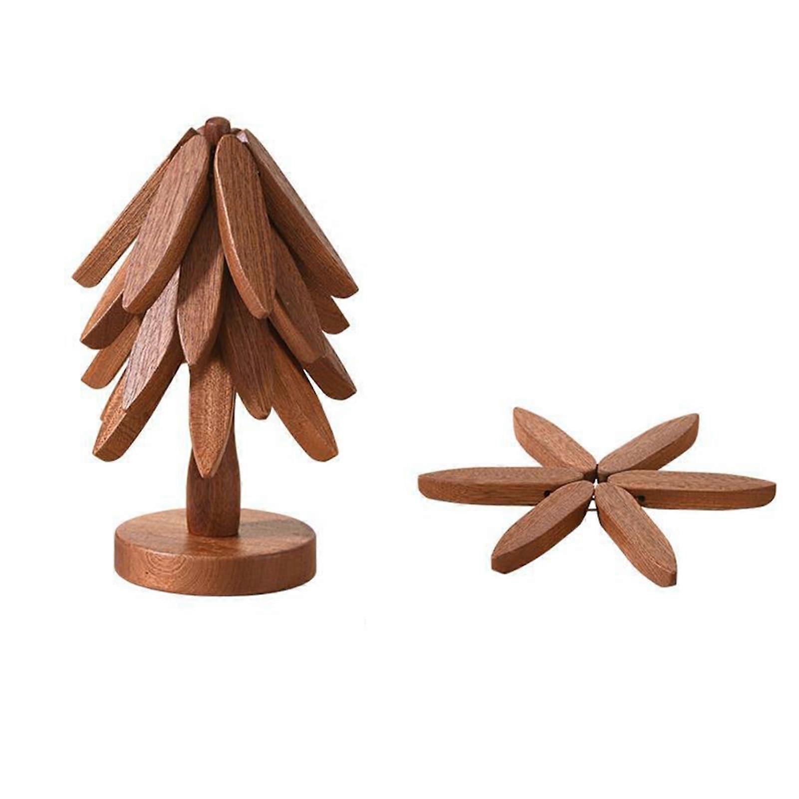 Wooden Trivets For Hot Dishes Christmas Tree Coaster Tree Shape Base Layer Brown