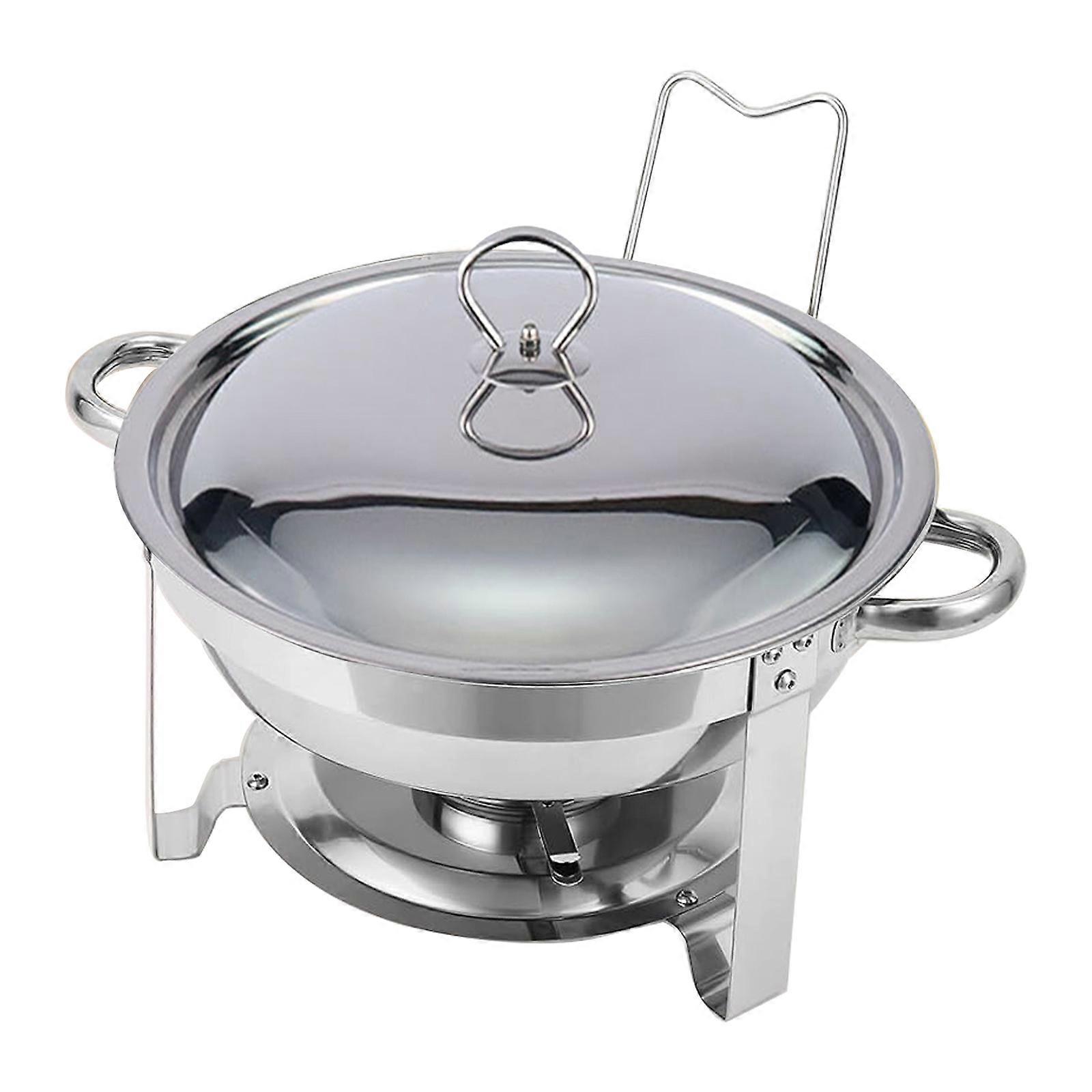 Premium Nonrust Steel Round Buffets Servers With Lid 4.5L Large Capacity Heat Retention Food Container Chafing Dish Multicolor