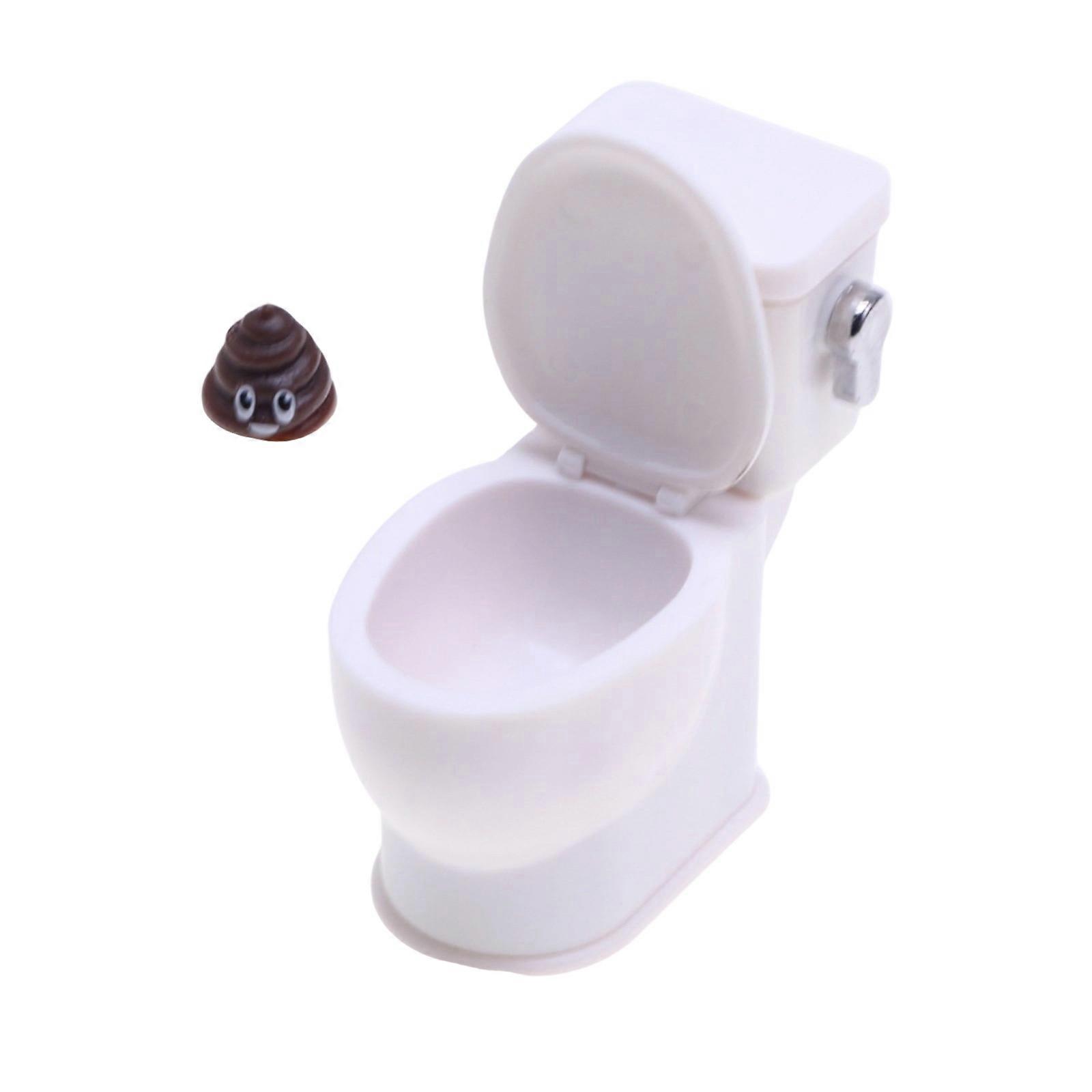 Mini Plastic Flushing Toilet For Dollhouses Decors Realistic Bathroom Model Complete With Sound Effect Simulation Design  White
