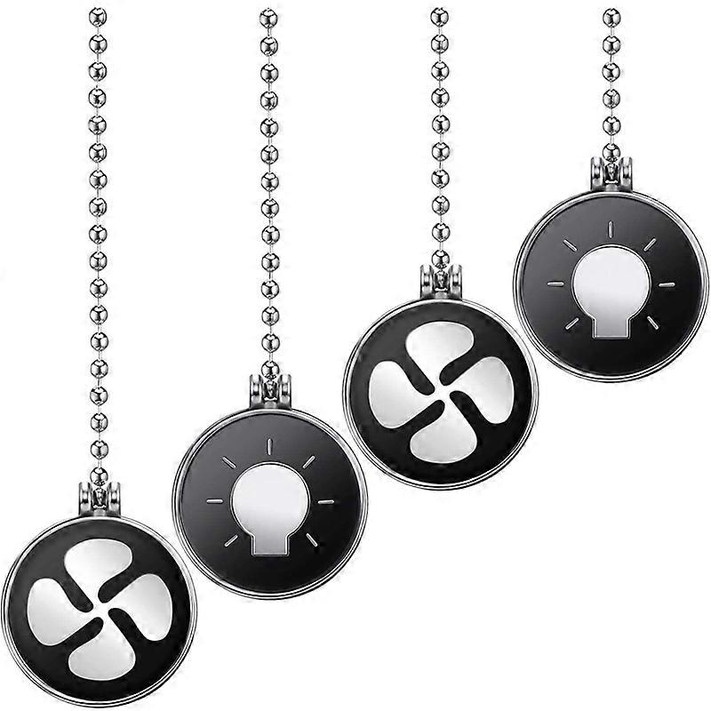 Ceiling Fan Pull Chain Set, 4Pcs Light Bulb and Fan Pattern Pull Chain Ceiling Fan Chain Extender wi