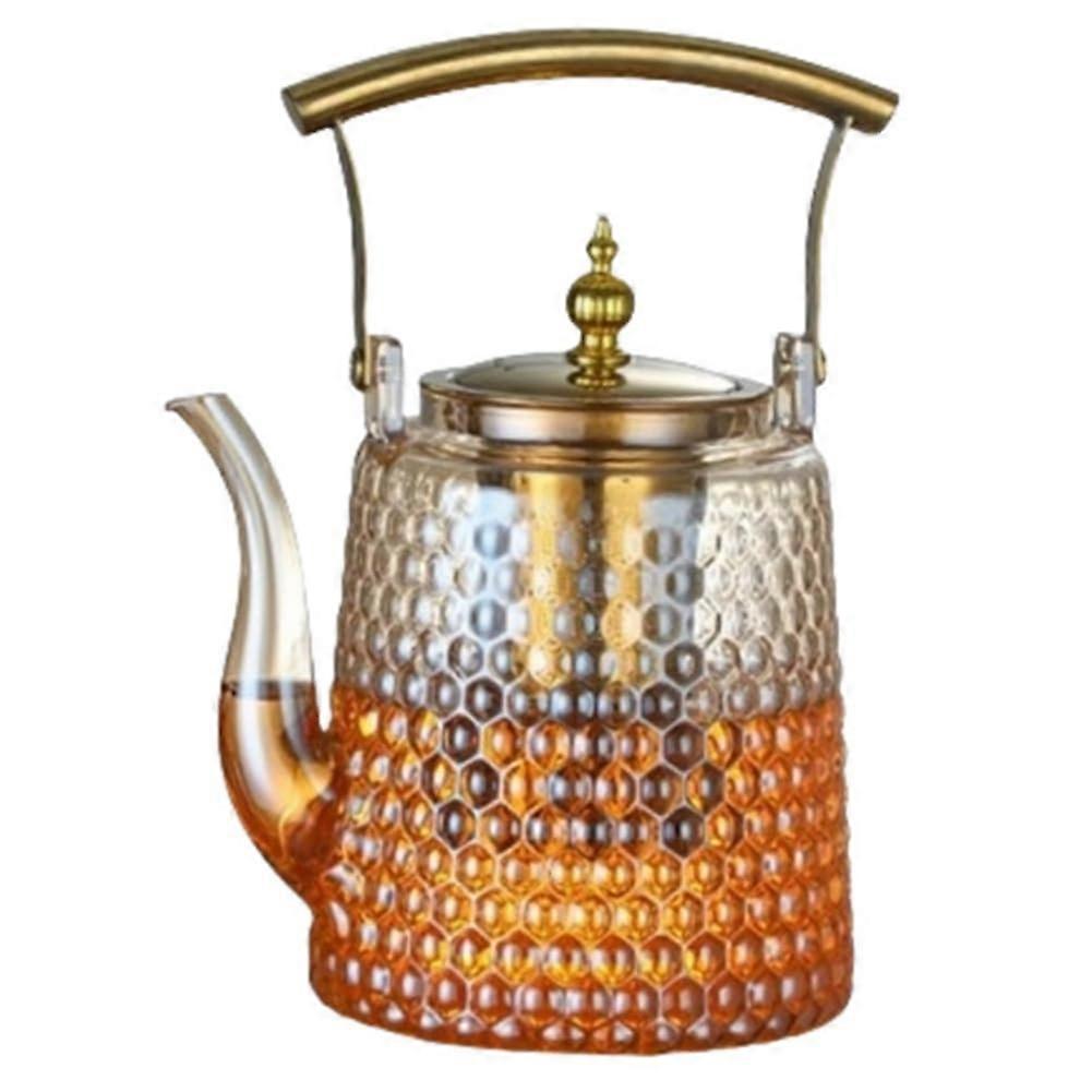 Copper Handle HammerBeam Pot Teapot With  Borosilicate Glass Retro Style Large Capacity Kettle