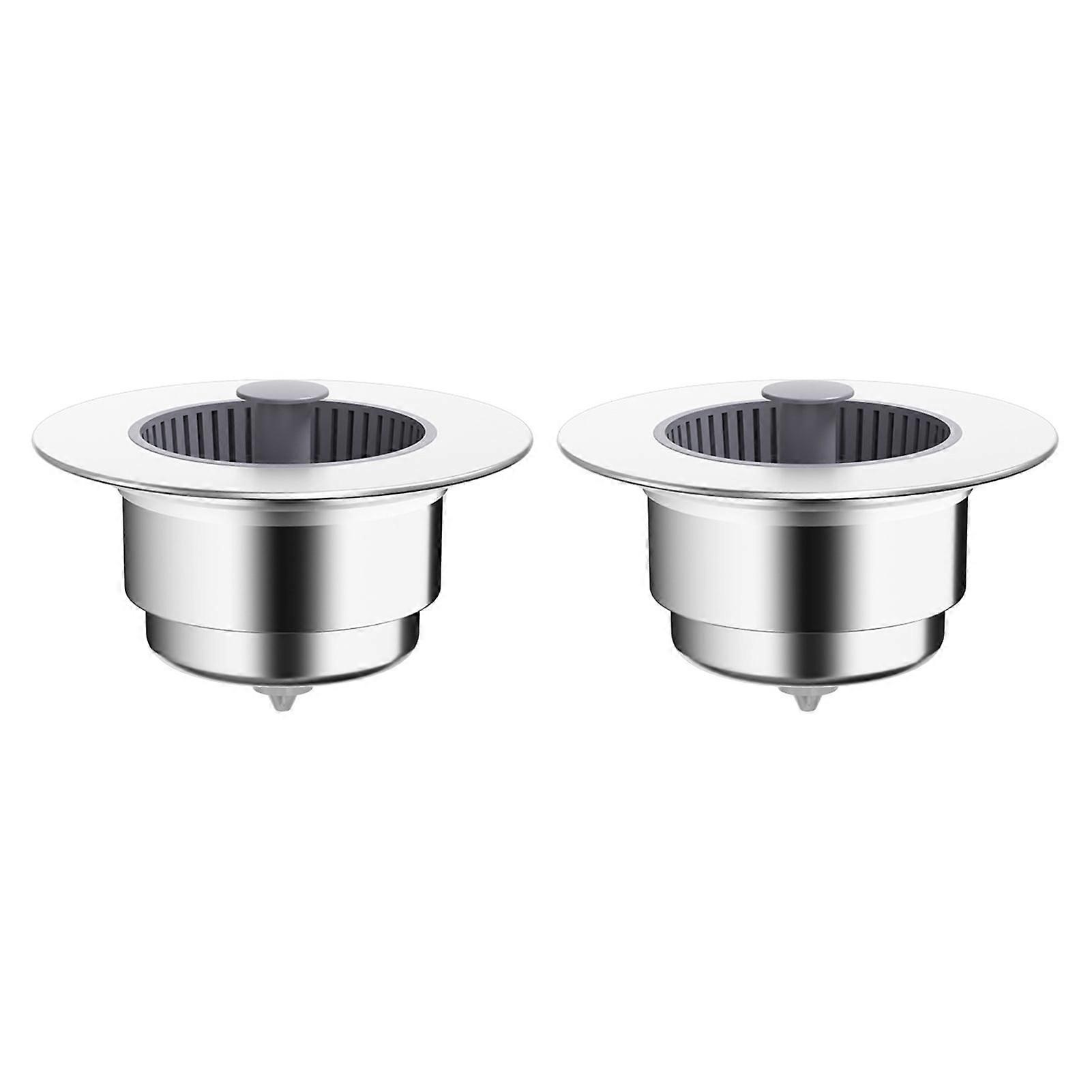 2Pcs 3-in-1 Stainless Steel Sink Strainer - Anti-Clogging, Quick-Draining, Odor-Proof, Easy Tap Switch Sink Filter