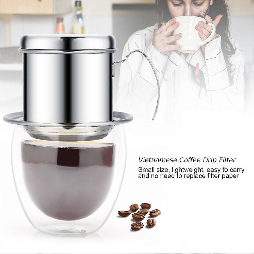 Stainless Steel Cup Vietnamese Coffee Drip Filter Maker Infuser Home SliverSH