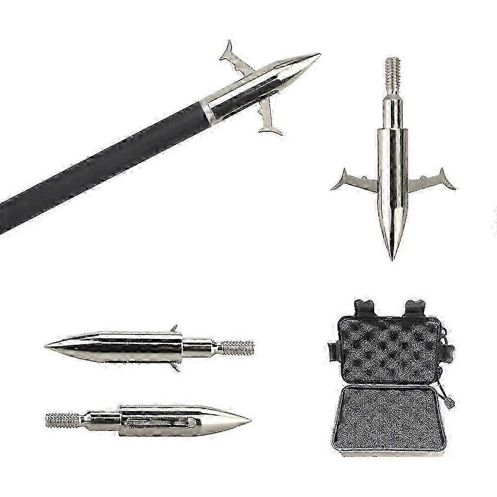 12pcs Arco Pesca Pontas de Flecha 160 Grãos com Caixa Broadhead