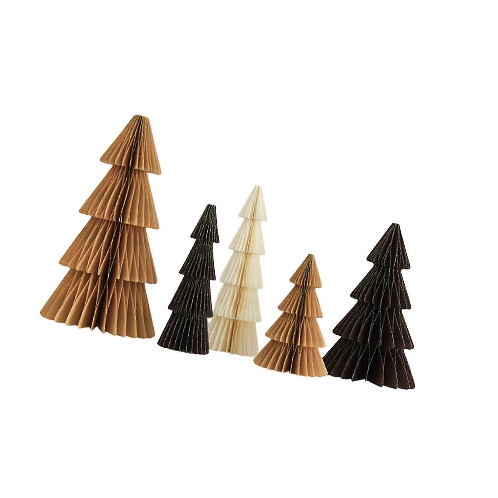 Foldable Paper Holiday Tree Collection 5Pieces Space Saving Storage Multiple Color Option Christmas Party Decors  Coffee