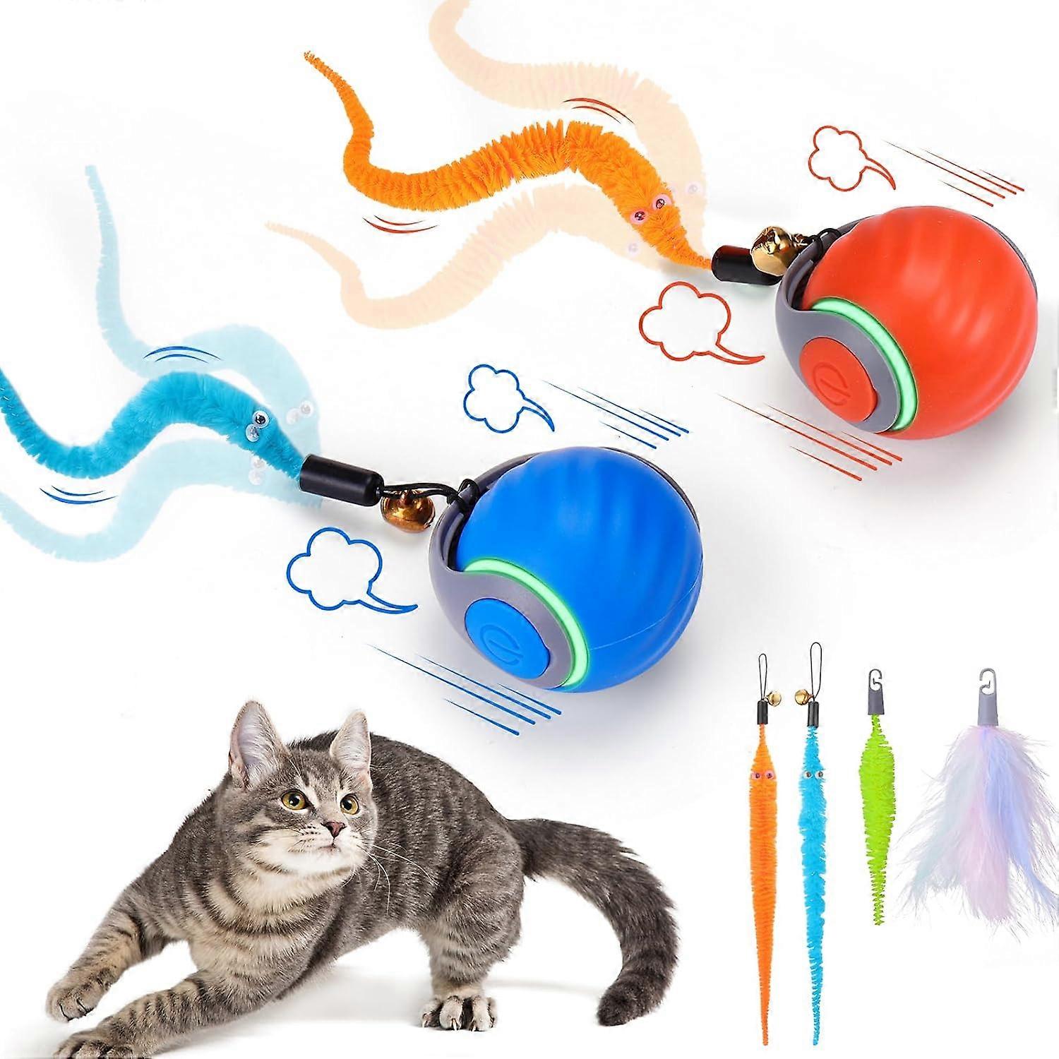 Interactive Cat Toy Ball - Automatic Interactive Cat Toys for Indoor Cats with 3 Tails, 2 Speeds Rechargeable Cat Enrichment Toys