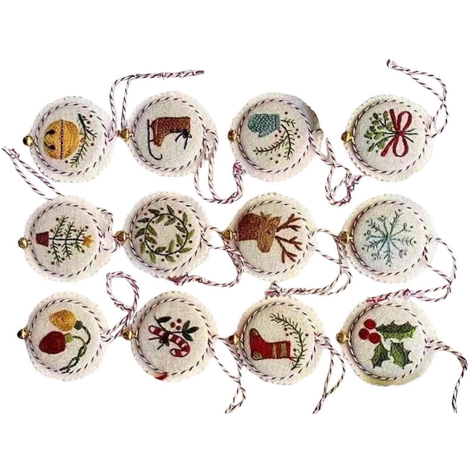 Holiday Embroidery Craft Set With Step By Step Instruction Cotton Cloth Bells For Beginner Adult Handmade Craft Project Multicolor