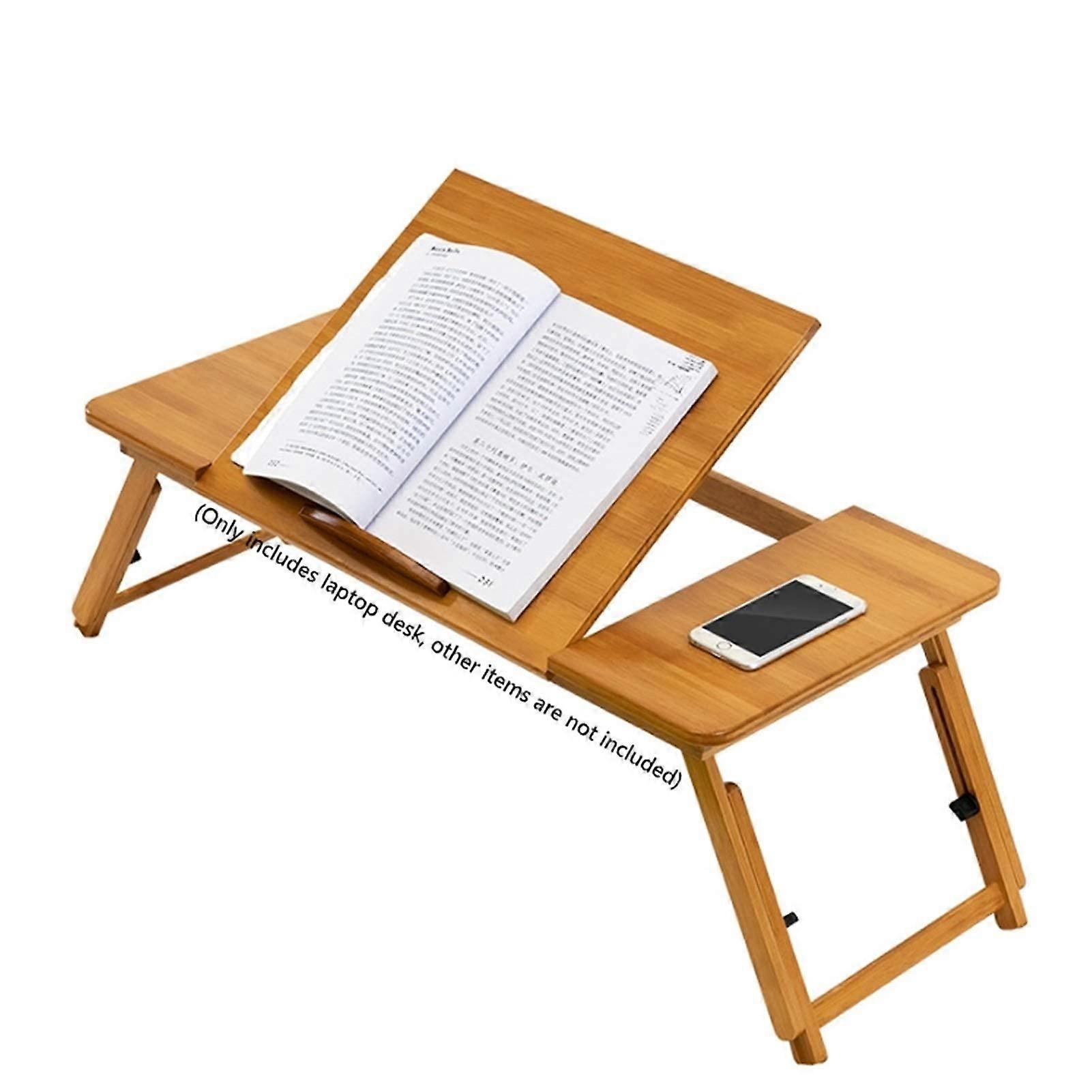 Bamboo Laptop Desk Adjustable Foldable Bed Table Tray for Couch Sofa Floor Office (Large)
