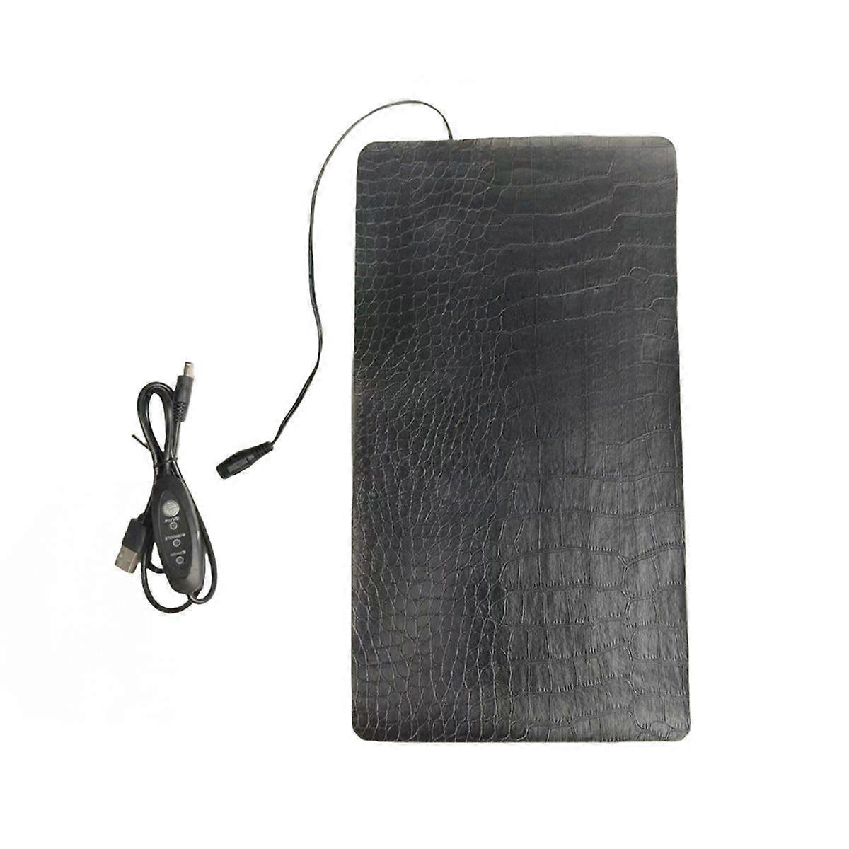 USB Leather Anti-Scratch Pet Heating Pad for Reptiles and Turtles Adjustable 3-Level Temperature, W