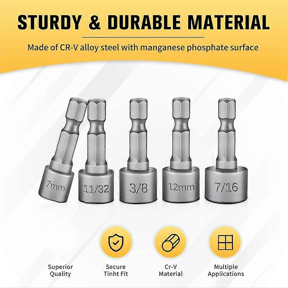 14PCS Powerful Socket Hexagonal Wrench Hexagonal Handle Screwdriver Socket Extension Rod Pneumatic Screwdriver Insert
