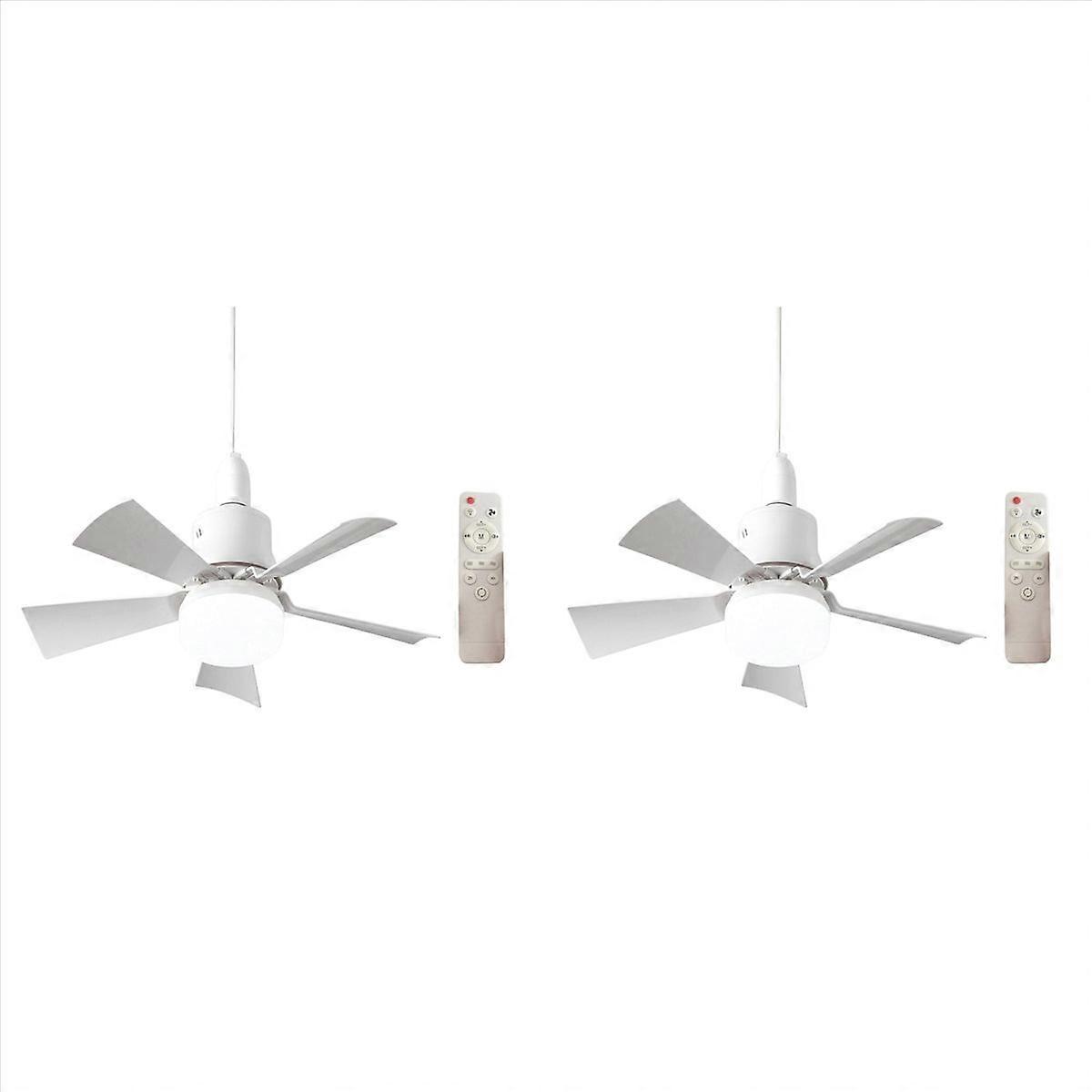 2X Socket Fan Light Small Ceiling Fan with Light and Remote, Screw in Ceiling Fan Light for E27 Base