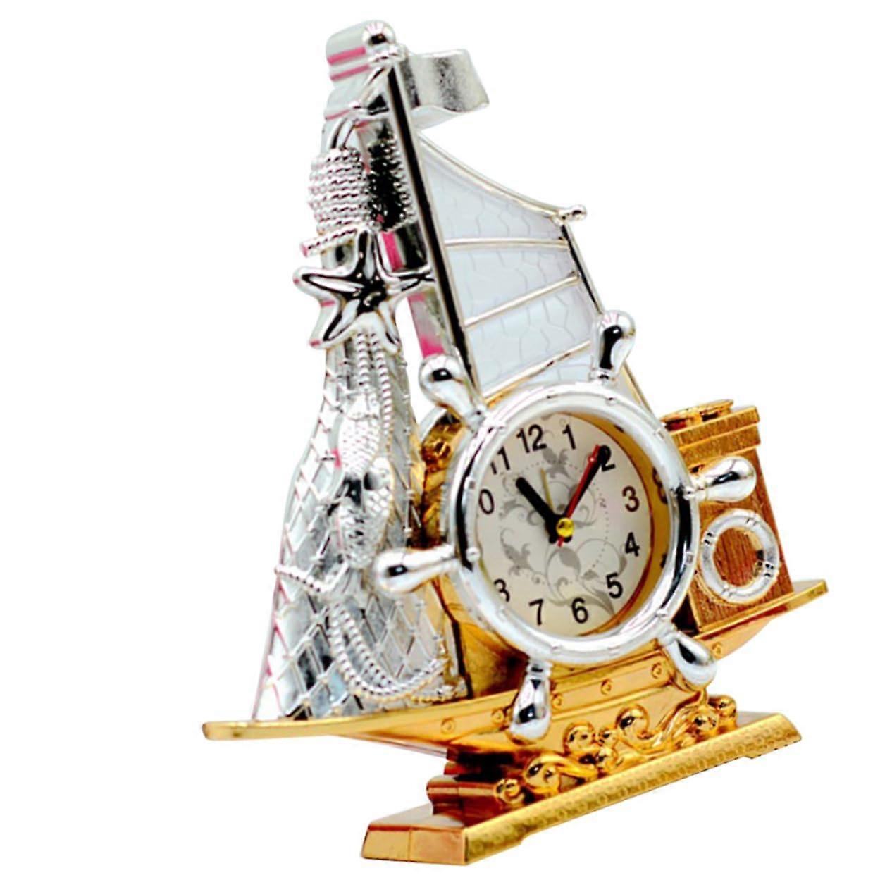 Analog Desk Clock with Retro Nautical Decoration for Office Bedroom Classroom