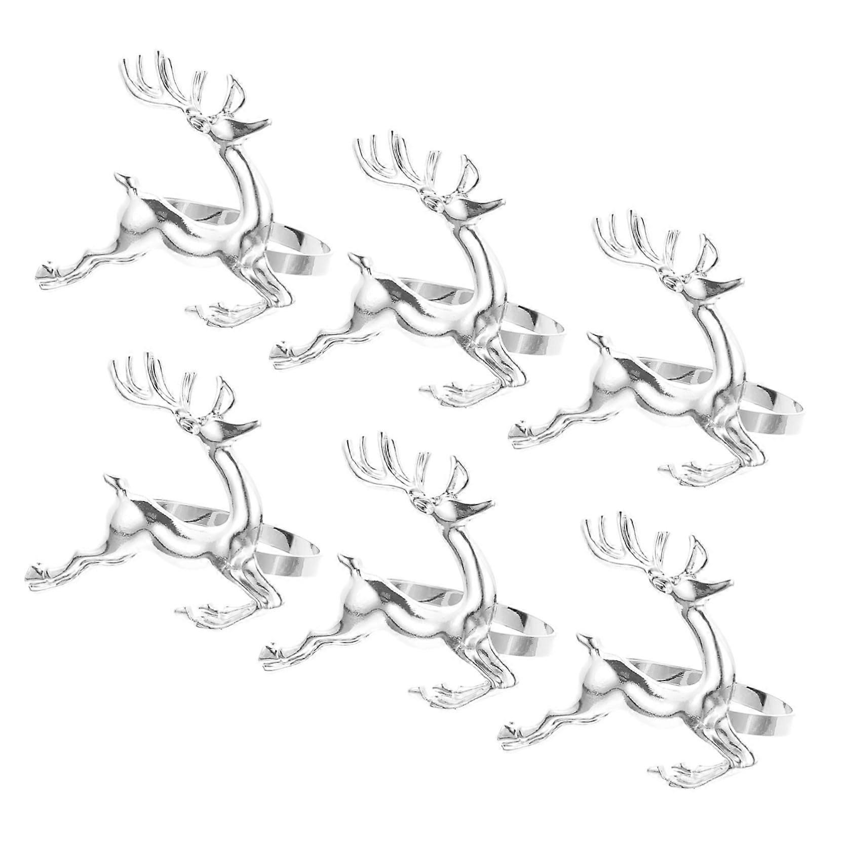 Elk Napkin Rings Set of 6 Alloy Dinner Table Decor for Christmas Party and Festive Home