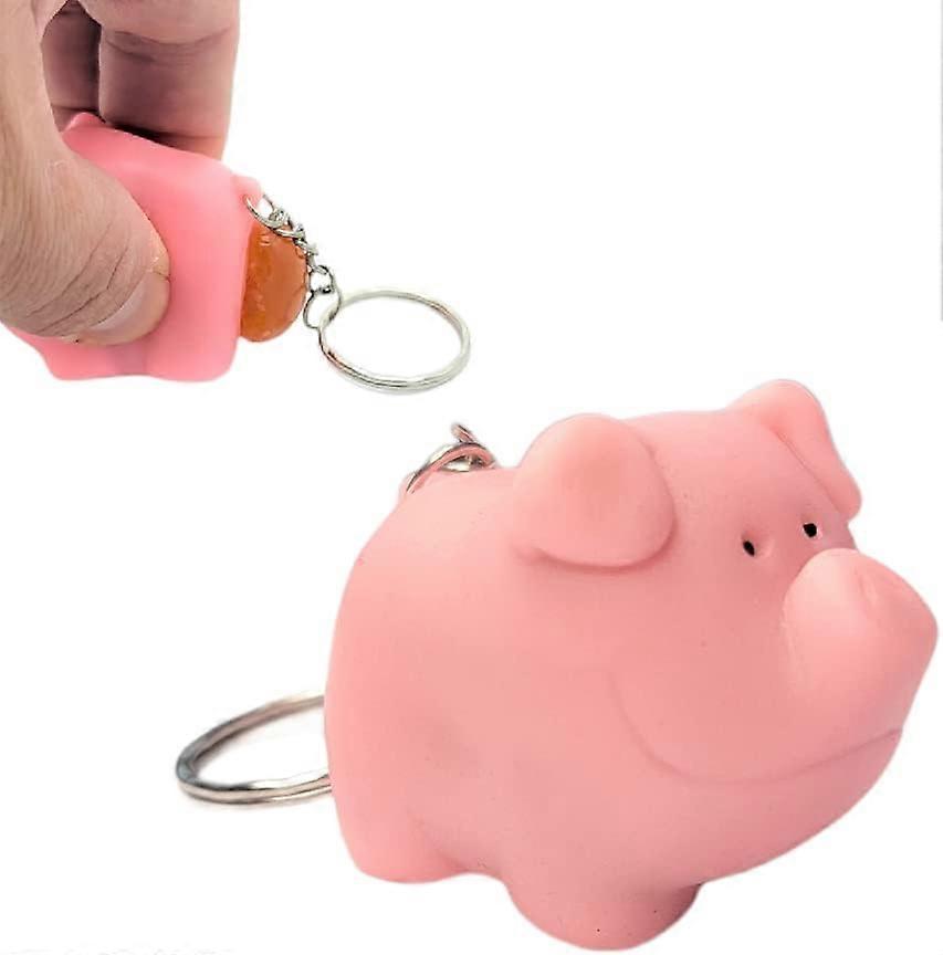 Pink Pig Keychains (2") Animals Poop  Key Chain Ring