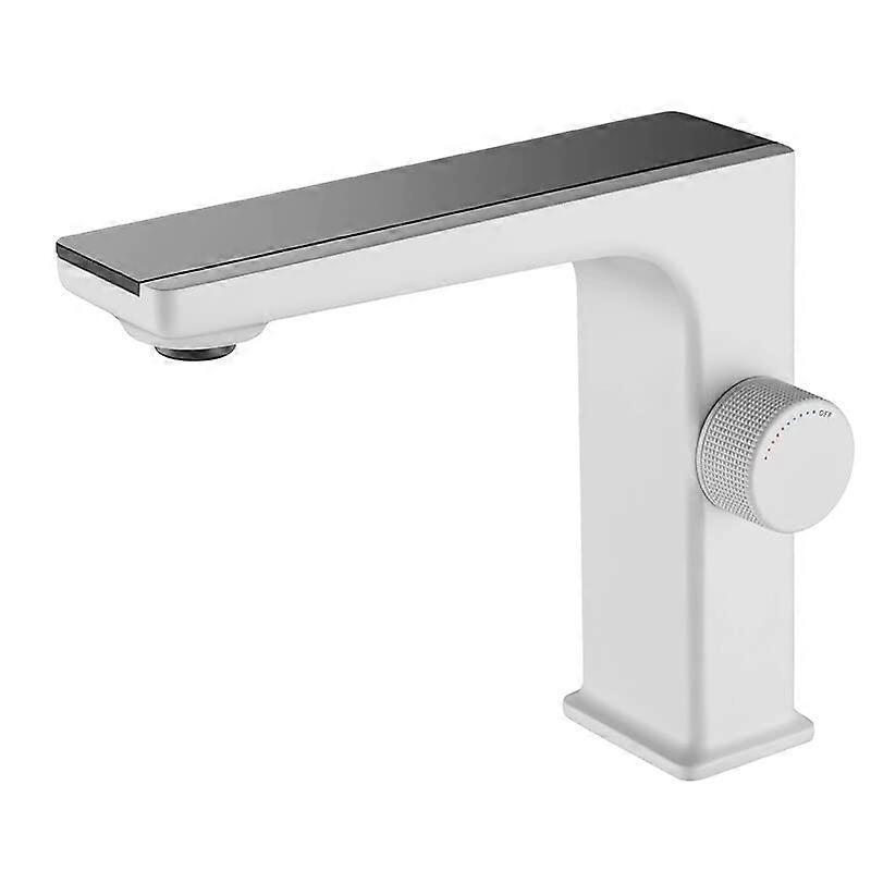 Gun Grey Brass Bathroom Basin Mixer Tap with Hot Cold Water, Deck Mounted, LED Temperature Display