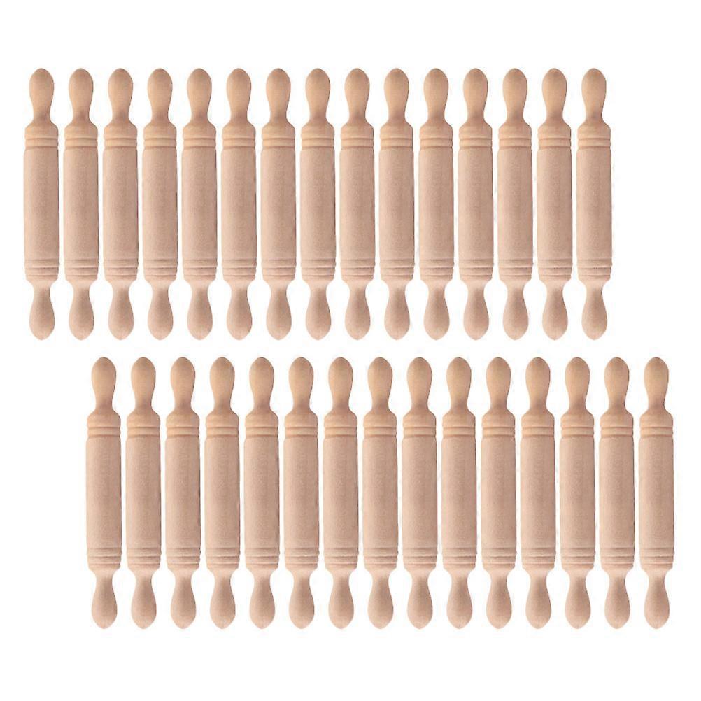 Mini Wooden Rolling Pins for Dollhouse Decor 50Pcs Tiny Baking Tools