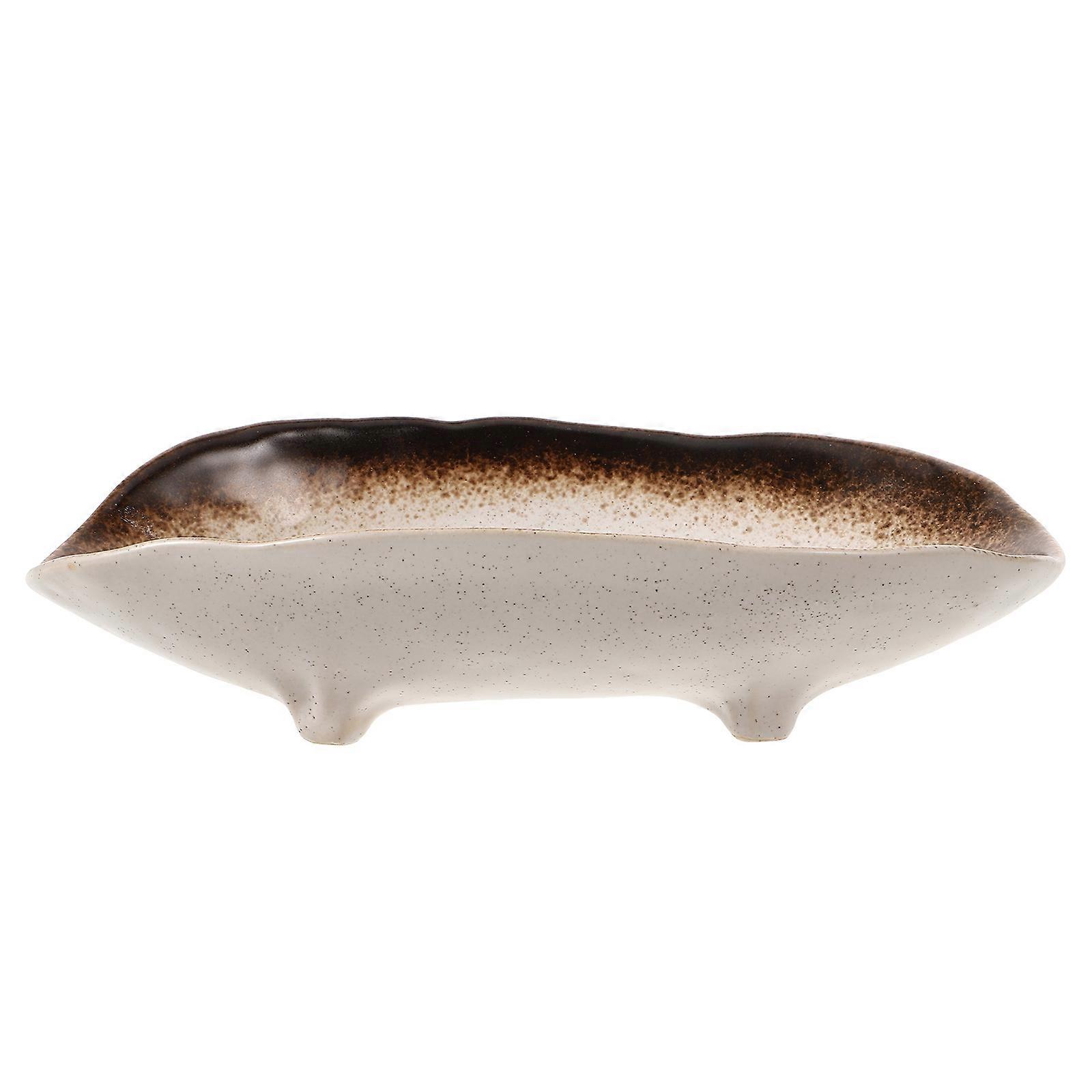 Ceramic Serving Dish Irregular Vintage Plate Food Serving Beige Ceramic 1Pack