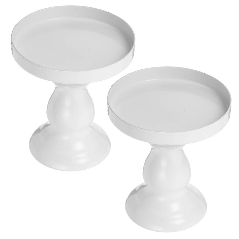 Egg Plate Iron Alloy Cake Stand for Candy Holding 2Pcs White Serving Tray