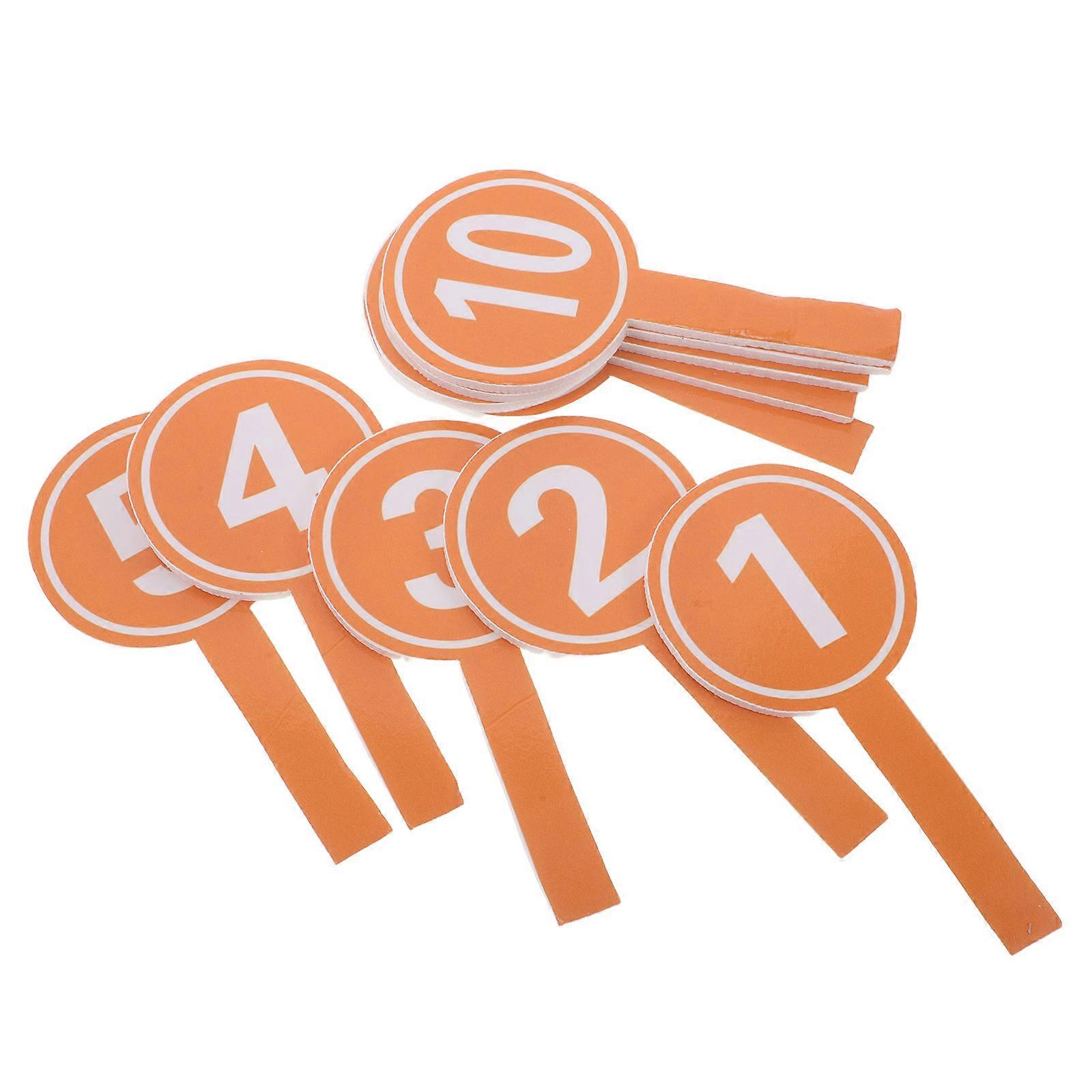 Portable Number Handheld Boards 10Pcs Voting And Scoring Paddles For Teams In Sports Events Orange