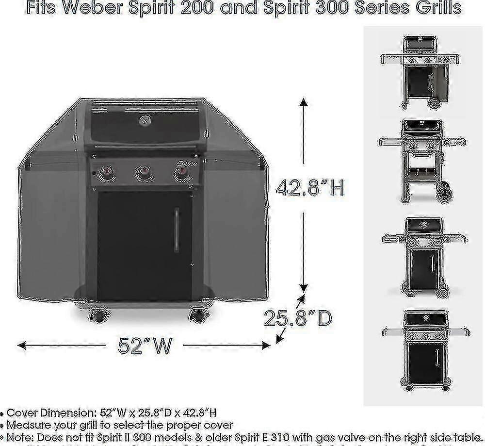 Capa de Grelha Resistente à Prova d'Água e Desbotamento de 52 polegadas para Weber Spirit 200 & 300 Series