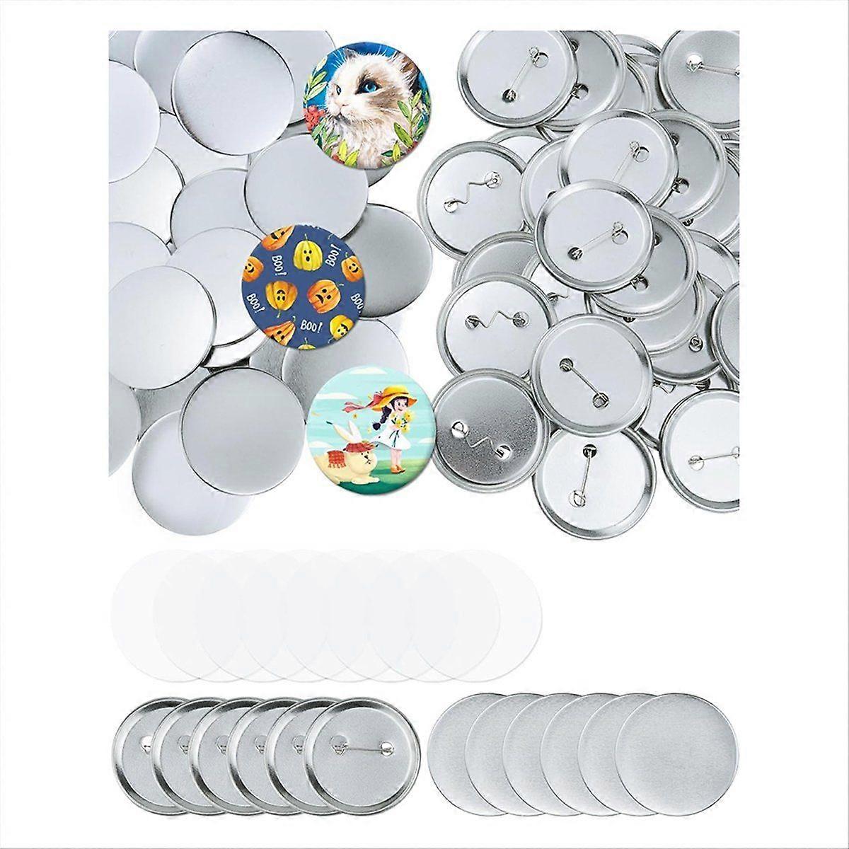 150 Pcs 2.28inch(58mm) Button Blanks Kit- for Custom Pins, Includes Metal Shells, Pin Backs&Clear F