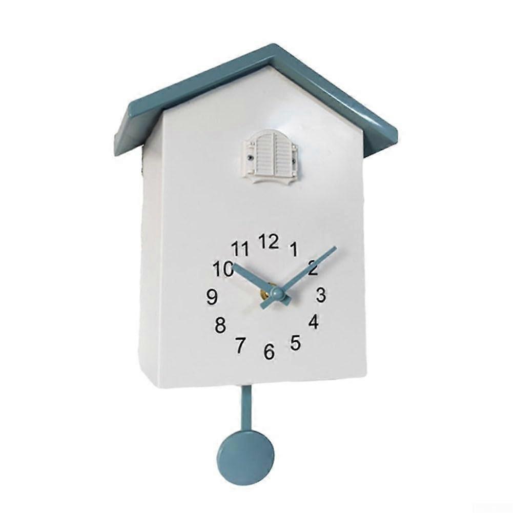 Modern Cuckoo Clock with Pendulum, Battery Operated, Adjustable Volume, White and Grey for Home Decor