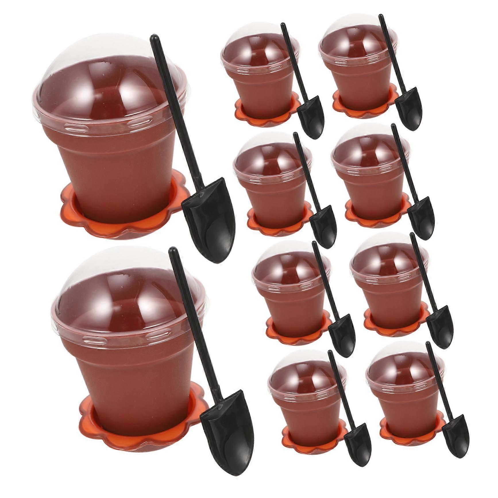 30pcs Dessert Cups with Lids and Spoons Reusable Garden Style Mini Containers for Parties