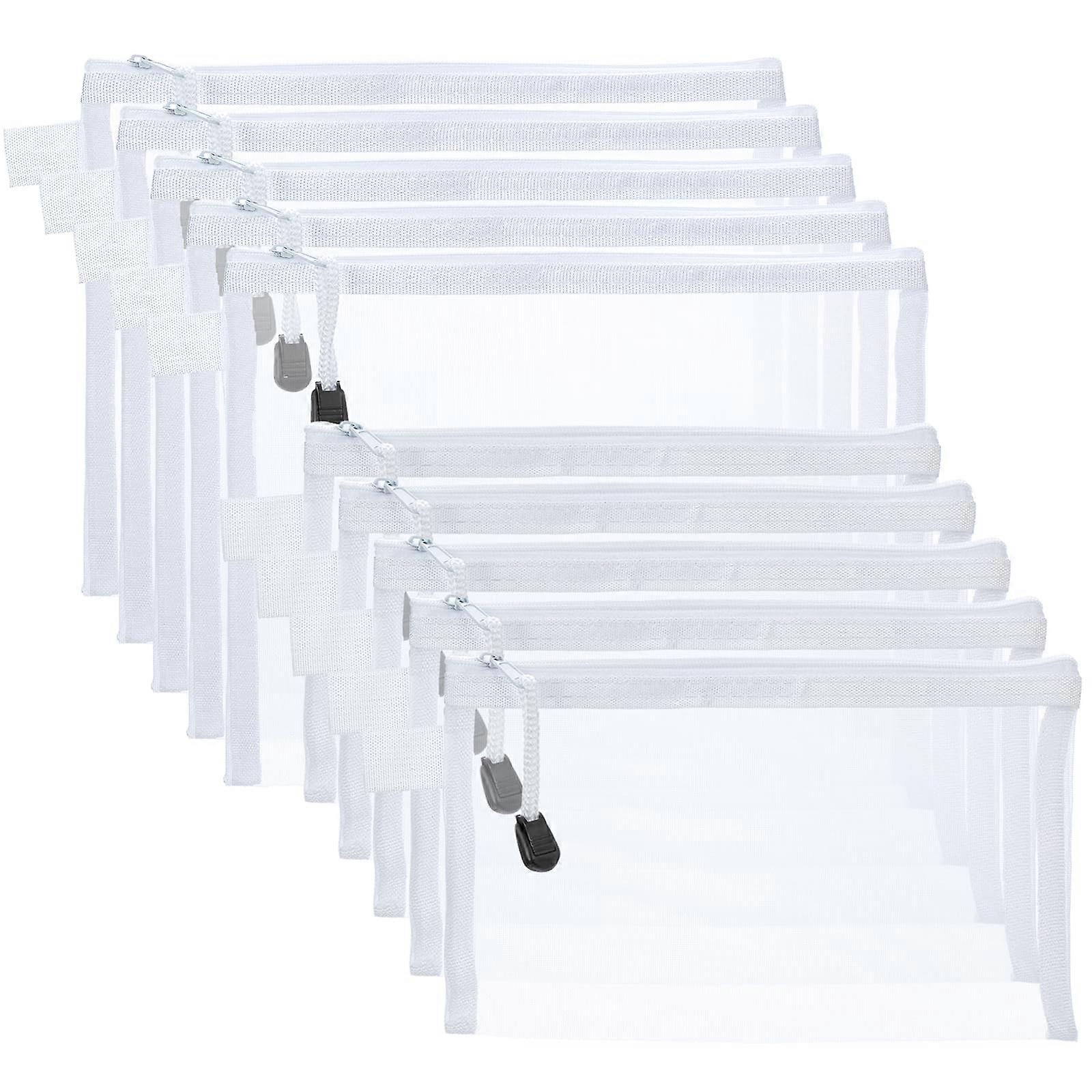 10pcs Zipper Mesh Pouch Set, MultiSize Nylon Organizer Bags for Travel, Office and Document Storage