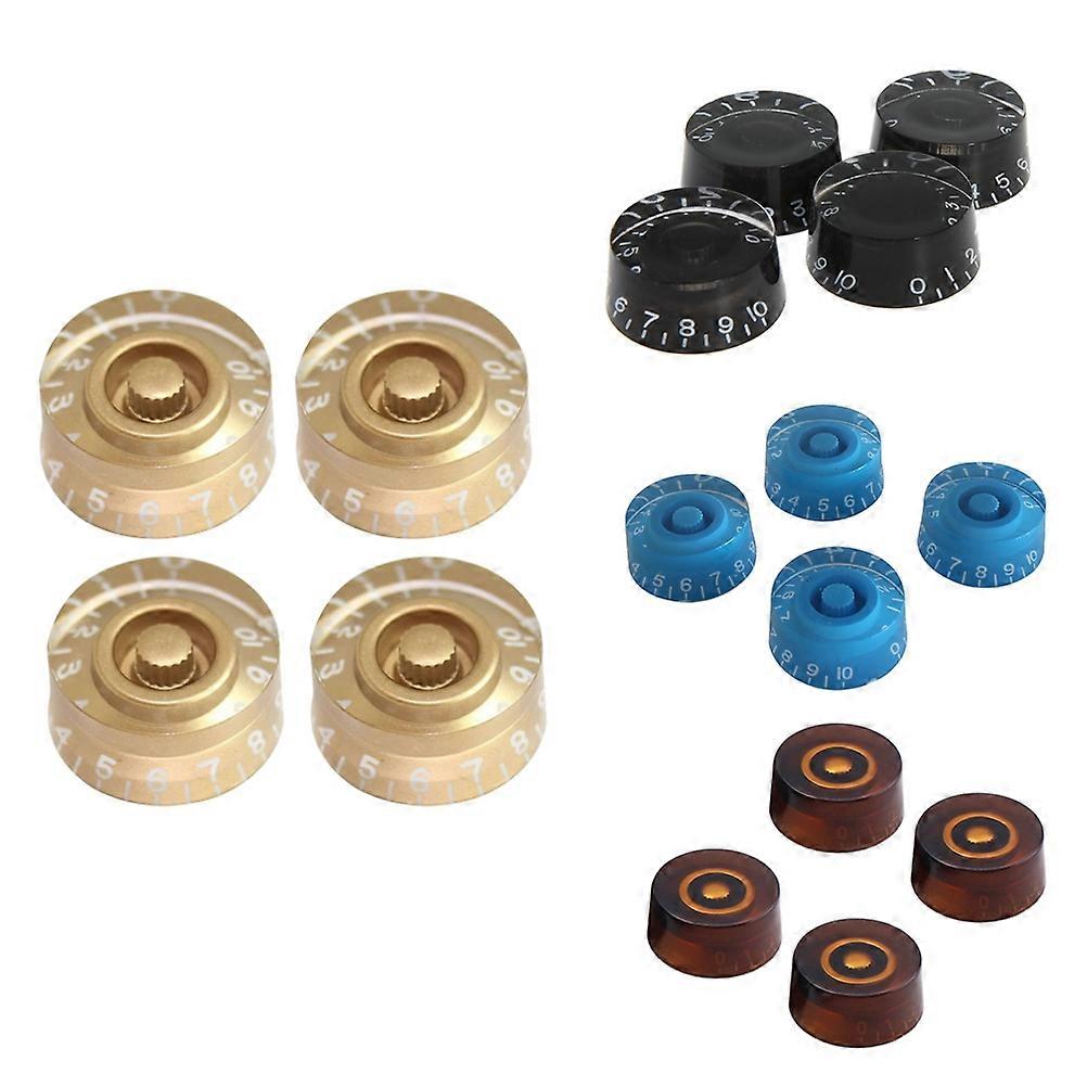 4 PCS/ Set Round Guitar Knobs Volume Tone Control Knobs Rotary Knobs for Epiphone Style Electric Guitar Parts Replacement (Black)