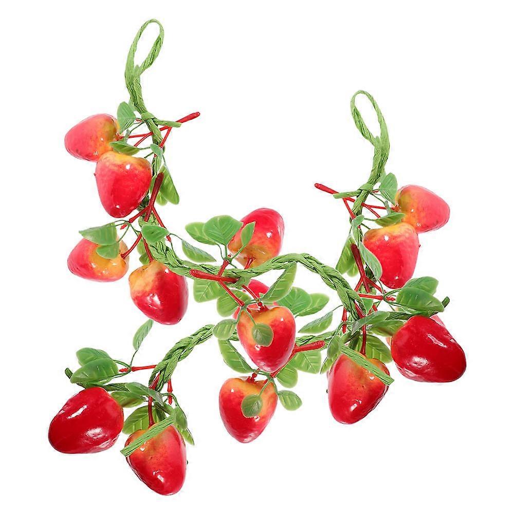 Strawberry Hanging Decor Garland for Decoration 2Pcs Red Artificial String