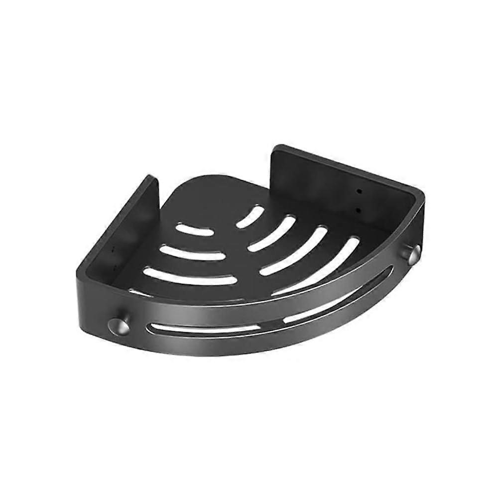 NoDrill Corner Shower Shelf RustProof Aluminum Caddy with Towel Bar Hooks Bathroom Organizer Black