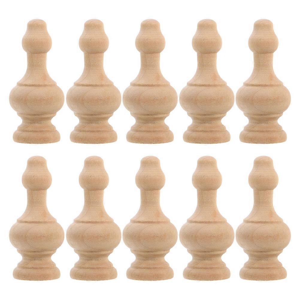 Khaki Solid Wood Rod Finials for Decorative Crafts 10Pcs Set