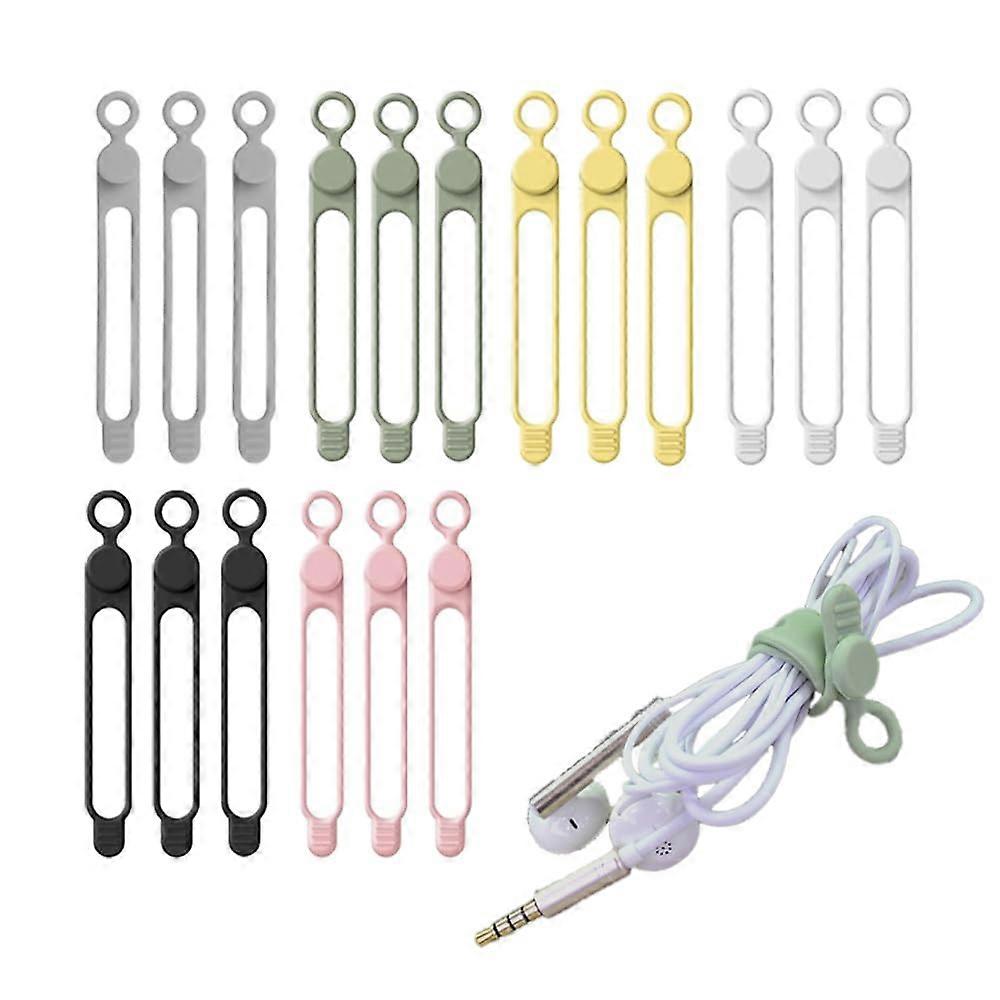 Cable Organizer 18Pcs Reusable Silicone Cable Ties for Tangle Cord Management Home Office