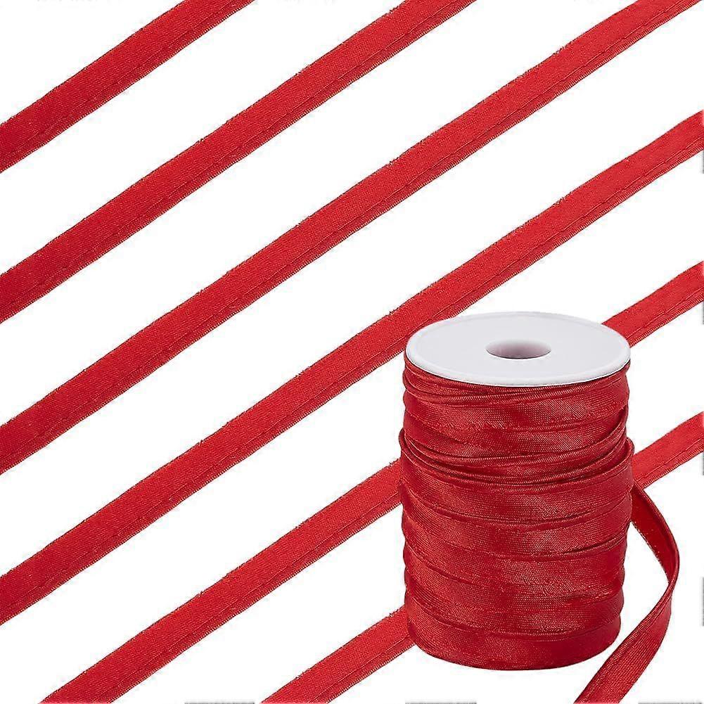35 Yards Polyester Satin Bias Piping Tape 3/8 Inch Red Bias Tape with Cord Lip Cord Piping Trim Binding Bias Ribbon Upholstery Piping Trim for Sewing 