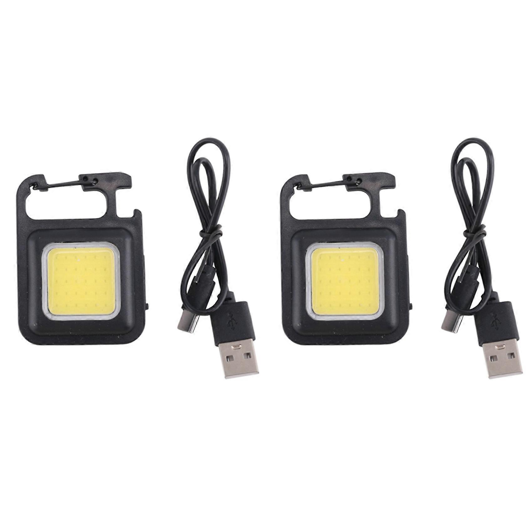 2X Camping Keychain Light Multi-Function Work Light Magnetic Work Light Red and Blue Flashing Mini Flashlight Outdoor