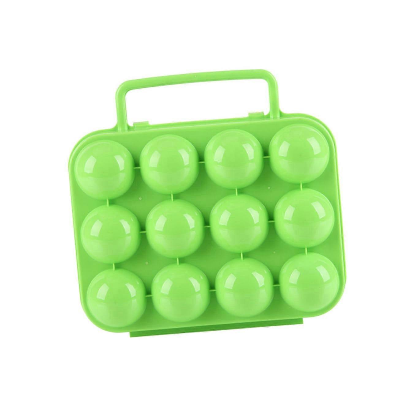 Egg Storage Container with Secure Locking Lid and Handle for Camping Travel 12 Eggs Green