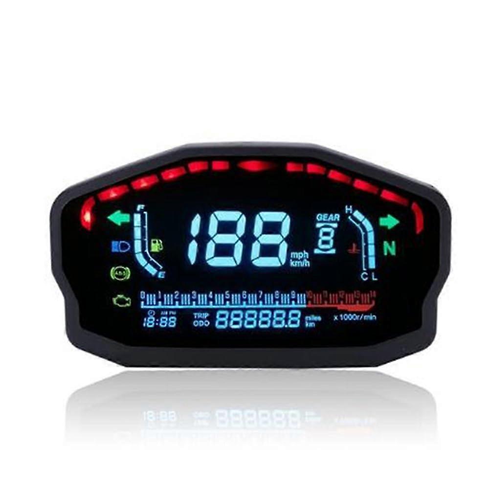 Motorcycle Digital Tachometer with Accurate Odometer Readout, Universal Black Gauge Panel