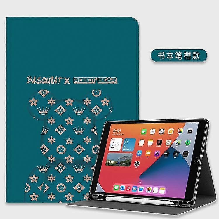 Capa para iPad Mini 6 de 8,3" Verde Esmeralda com Urso Violento e Compartimento para Caneta (Polegadas, Polegadas, Desenho Animado)
