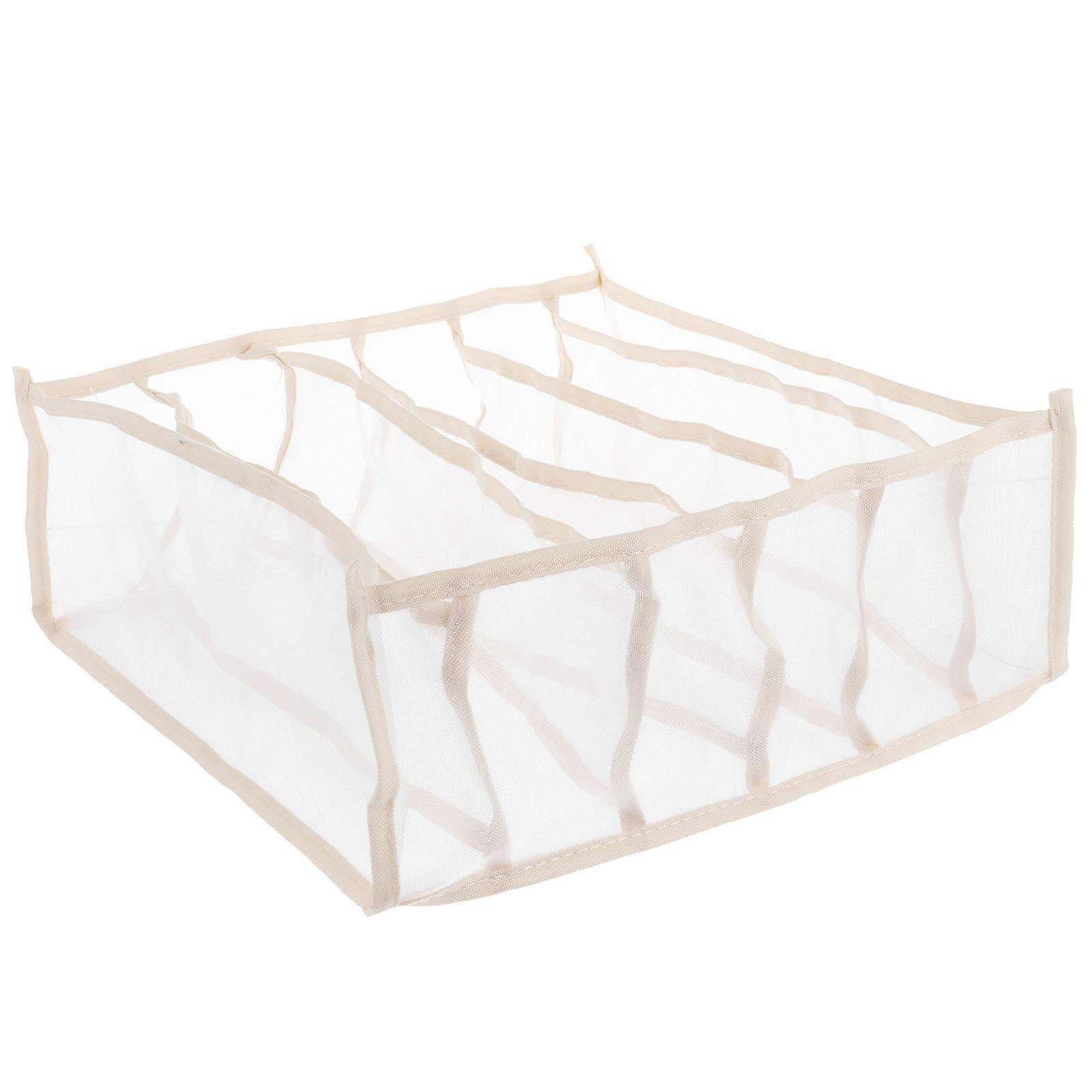 Multiple Grids Box Underwear Organizer for Storage 3Pcs Beige Container
