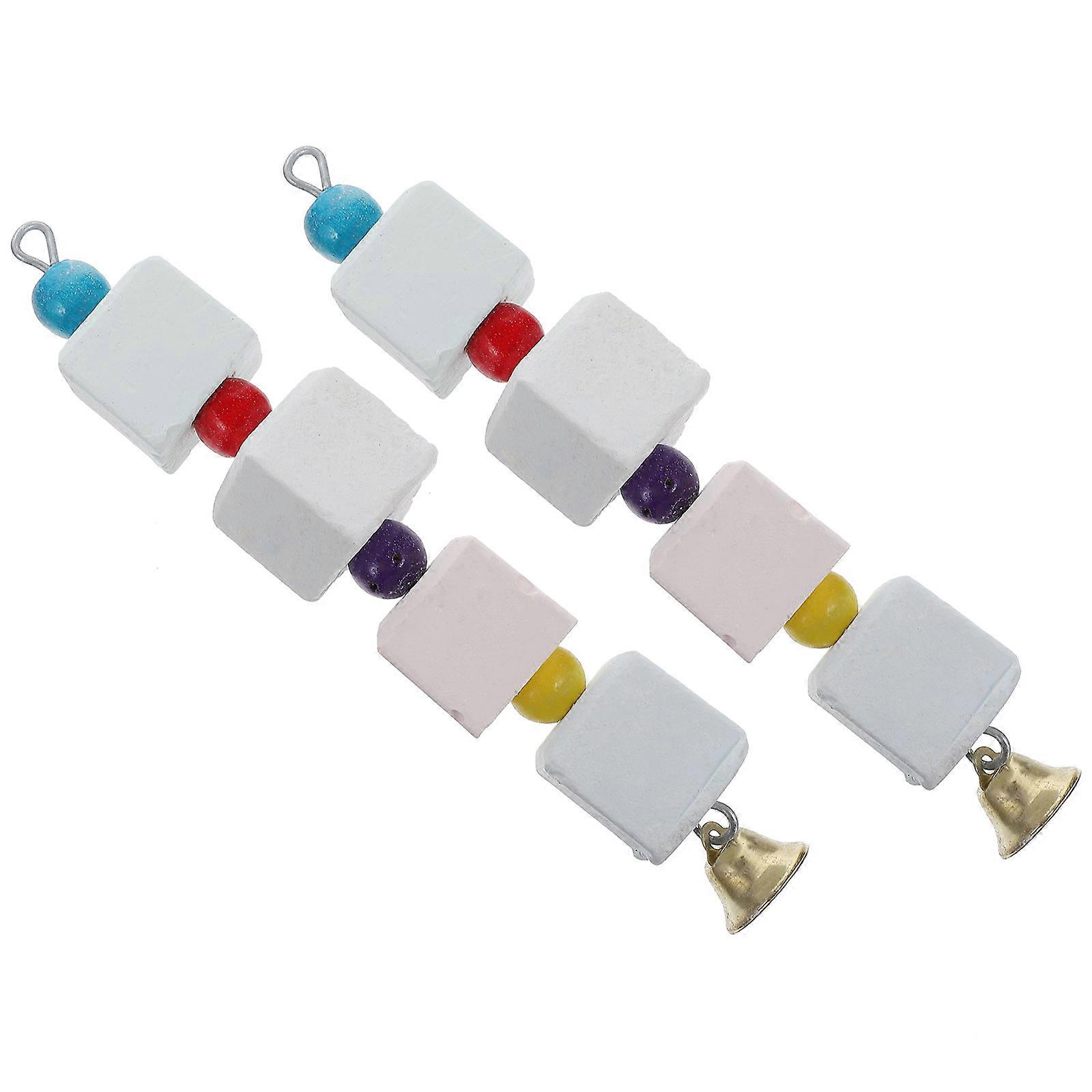 Parrot Chewing Toy Mineral Molar String for Bird 2Pcs Hanging Plaything