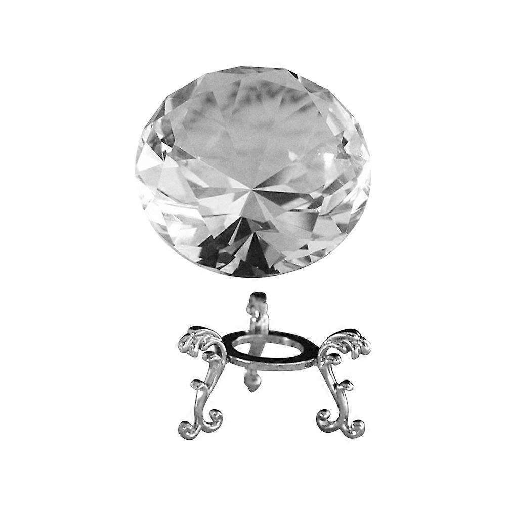 Diamond Crystal Paperweight for Decor 1Set with Plastic Stand Transparent